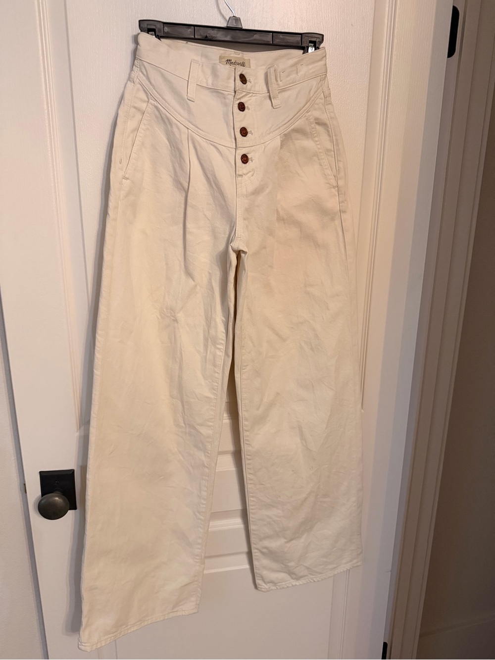 Madewell High-Rise Wide Leg Jeans in Ivory-Cream